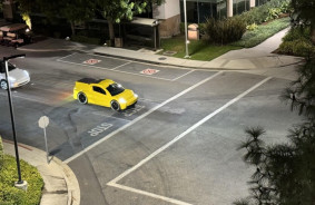 The first look at the Tesla Robotaxi - the auto has already been spotted on the Warner Bros. set.