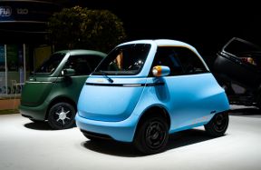 Microlino Lite is a compact electric city car with a range of 100-177 km and a rental price of €156 per month