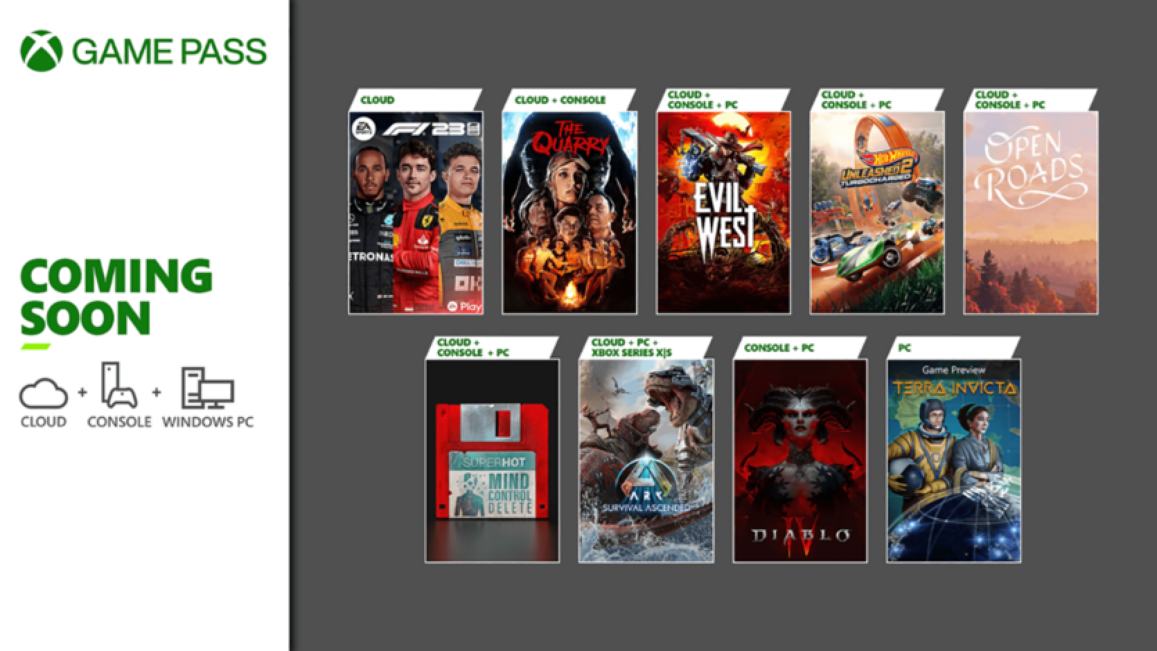 Diablo IV, The Quarry, Ark: Survival Ascended, F1 23 and more games will become available on Xbox Game Pass