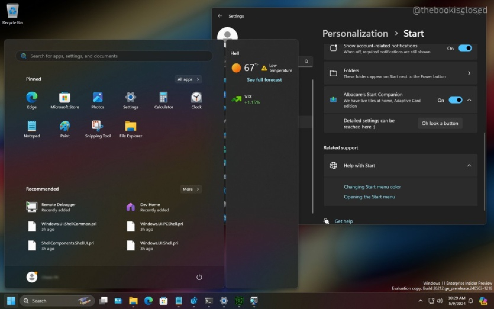 Microsoft is testing Windows 11's new Start menu with floating widgets and QR code recognition in Scissors