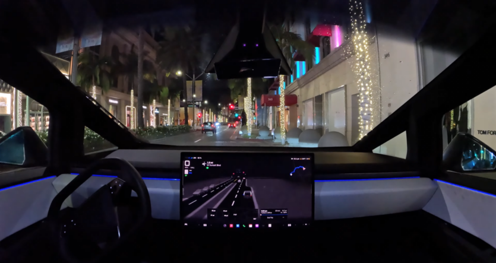 The Tesla Cybertruck got Full Self-Driving and immediately swerved into the wrong lane of Sunset Boulevard in Los Angeles